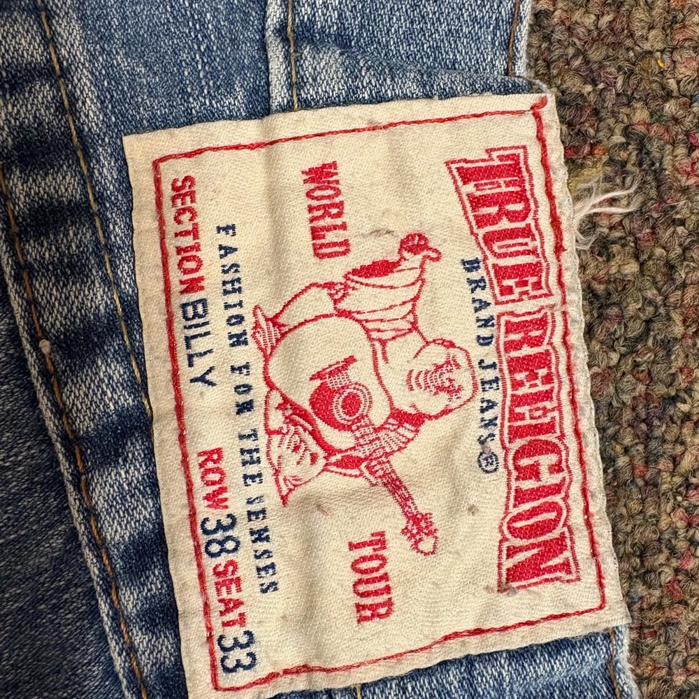 True Religion Men's World Tour Section Billy Row 38 Seat 33 Bootcut Jeans - Picture 4 of 4